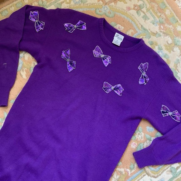 Vintage 1980’s purple sweater dress. - Picture 4 of 6